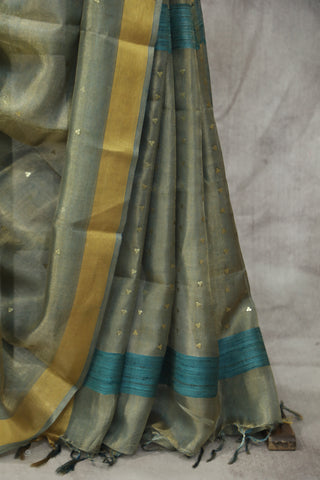 Green Sequin Tissue Tussar Silk Saree - SRGSTTSS240