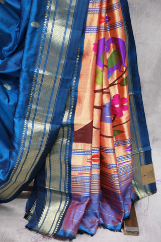 Peacock Blue Silk Paithani Saree - SRPBSPS487