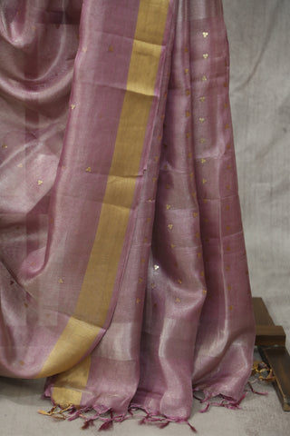 Pink Sequin Tissue Tussar Silk Saree - SRPSTTSS241