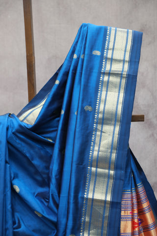 Peacock Blue Silk Paithani Saree - SRPBSPS487