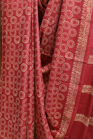 Red HBP Cotton Saree with Contrast Blouse -SRRCS1207