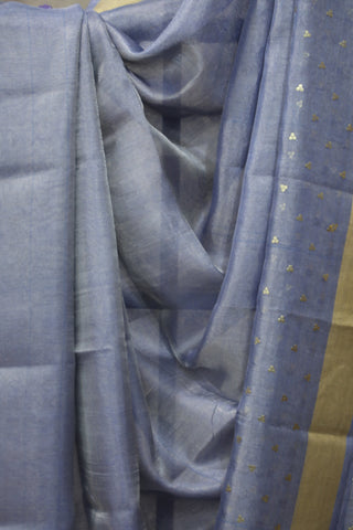 Blue Sequin Tissue Tussar Silk Saree - SRBSTTSS236