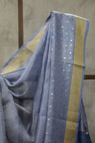 Blue Sequin Tissue Tussar Silk Saree - SRBSTTSS236