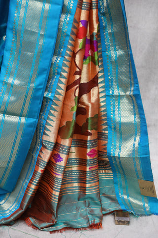 Two Tone Blue Silk Paithani Saree - SRTTBSPS486