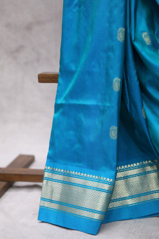 Two Tone Blue Silk Paithani Saree - SRTTBSPS486