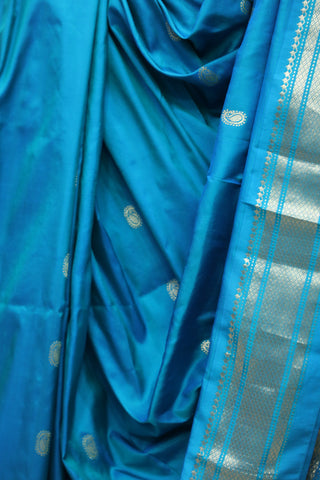 Two Tone Blue Silk Paithani Saree - SRTTBSPS486