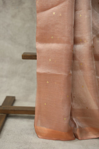 Peach Sequin Tissue Tussar Silk Saree - SRPSTTSS235