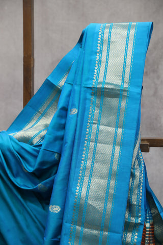 Two Tone Blue Silk Paithani Saree - SRTTBSPS486