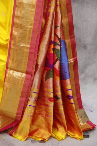 Yellow Silk Paithani Saree - SRYSPS493