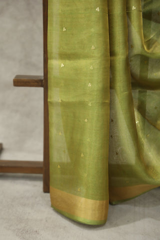 Green Sequin Tissue Tussar Silk Saree - SRGSTTSS234