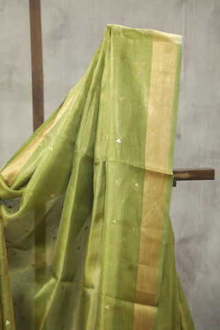 Green Sequin Tissue Tussar Silk Saree - SRGSTTSS234