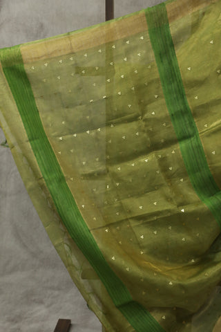 Green Sequin Tissue Tussar Silk Saree - SRGSTTSS234