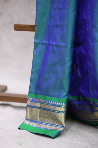 Two Tone Blue Silk Paithani Saree - SRTTBSPS494