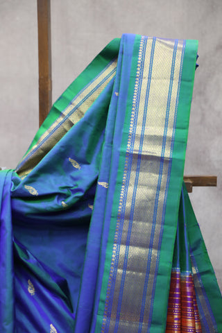 Two Tone Blue Silk Paithani Saree - SRTTBSPS494