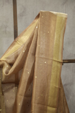 Golden Sequin Tissue Tussar Silk Saree - SRGSTTSS233