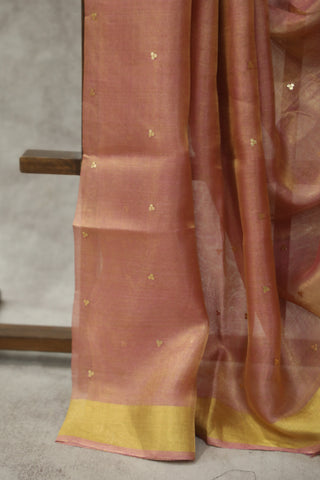 Peach Sequin Tissue Tussar Silk Saree - SRPSTTSS232