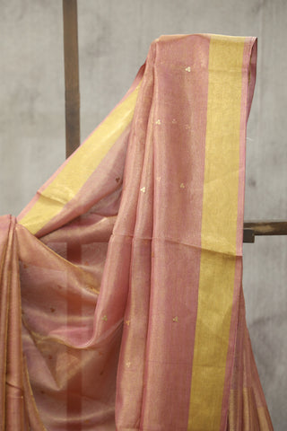 Peach Sequin Tissue Tussar Silk Saree - SRPSTTSS232