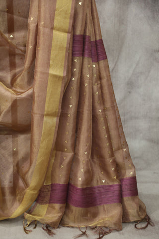 Orange Sequin Tissue Tussar Silk Saree - SROSTTSS229