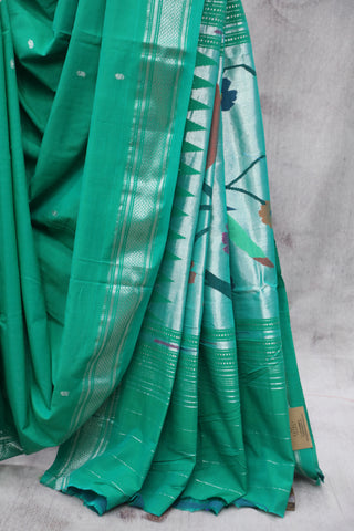 Green Cotton Paithani Saree - SRGCPS421