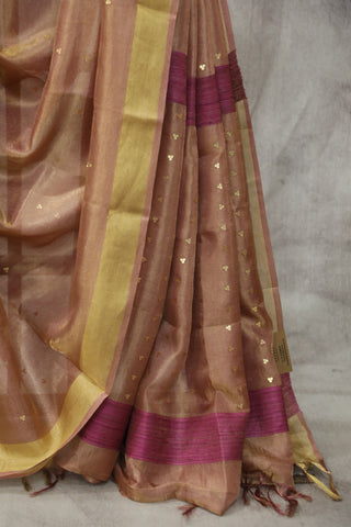 Orange Sequin Tissue Tussar Silk Saree - SROSTTSS226