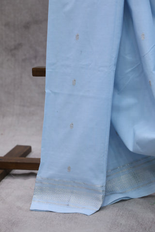 Light Blue Cotton Paithani Saree - SRLBCPS423