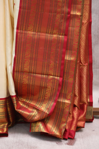 Cream Kanjeevaram Silk Saree-SRCKSS483