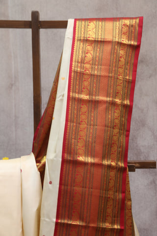 Cream Kanjeevaram Silk Saree-SRCKSS483