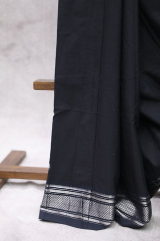 Black Cotton Paithani Saree - SRBCPS422