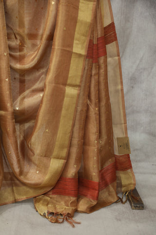 Orange Sequin Tissue Tussar Silk Saree - SROSTTSS228