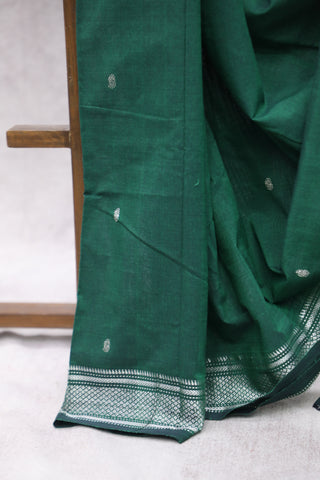 Dark Green Cotton Paithani Saree - SRDGCPS420