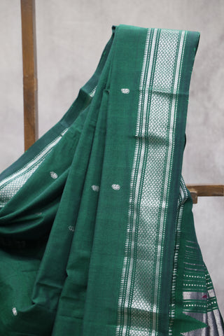 Dark Green Cotton Paithani Saree - SRDGCPS420