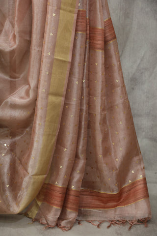 Pink Sequin Tissue Tussar Silk Saree - SRPSTTSS230