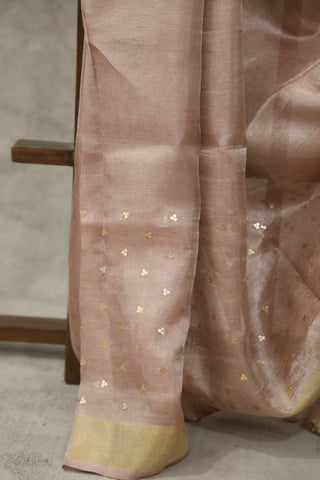 Pink Sequin Tissue Tussar Silk Saree - SRPSTTSS230