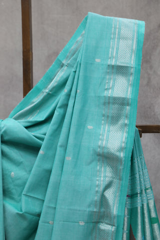 Pastel Green Cotton Paithani Saree - SRPGCPS418