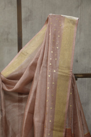 Pink Sequin Tissue Tussar Silk Saree - SRPSTTSS230