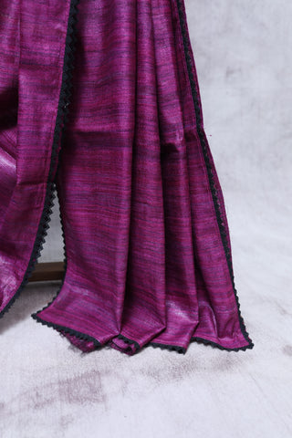 Purple Ghicha Tussar Silk Saree-SRPGTSS3