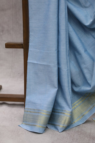 Pastel Blue Cotton Paithani Saree - SRPBCPS417