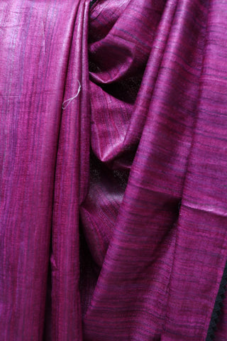 Purple Ghicha Tussar Silk Saree-SRPGTSS3