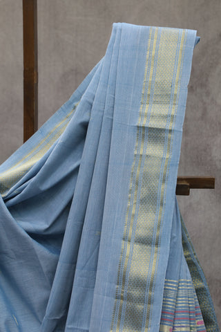 Pastel Blue Cotton Paithani Saree - SRPBCPS417