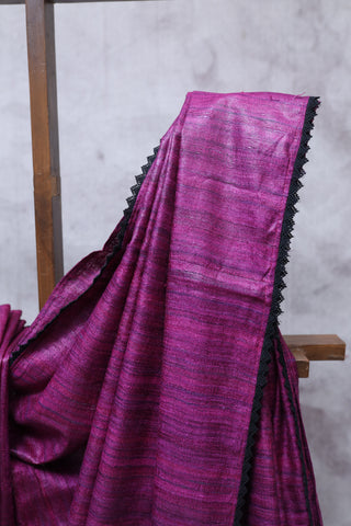 Purple Ghicha Tussar Silk Saree-SRPGTSS3