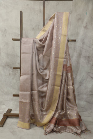 Mauve Sequin Tussar Silk Saree - SRMSTSS984