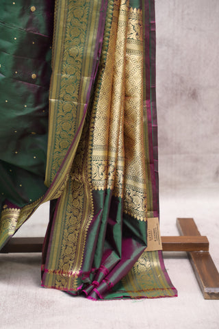 Two Tone Green Banarasi Silk Saree-SRTTGBSS474