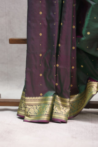 Two Tone Green Banarasi Silk Saree-SRTTGBSS474