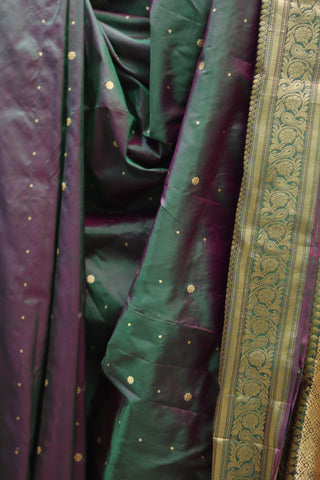 Two Tone Green Banarasi Silk Saree-SRTTGBSS474