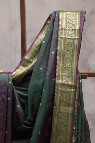 Two Tone Green Banarasi Silk Saree-SRTTGBSS474