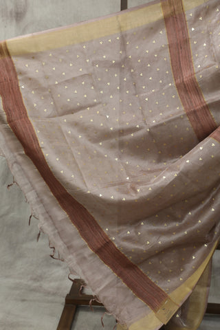 Mauve Sequin Tussar Silk Saree - SRMSTSS984