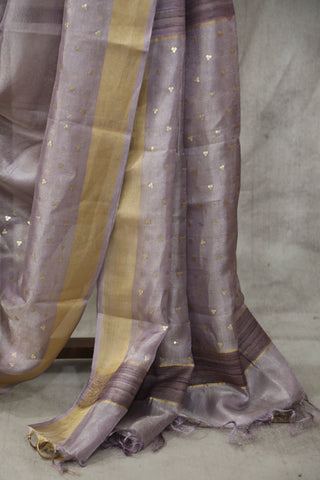 Lavender Sequin Tissue Tussar Silk Saree - SRLSTTSS224