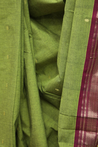 Olive Green Cotton Paithani Saree - SROGCPS431