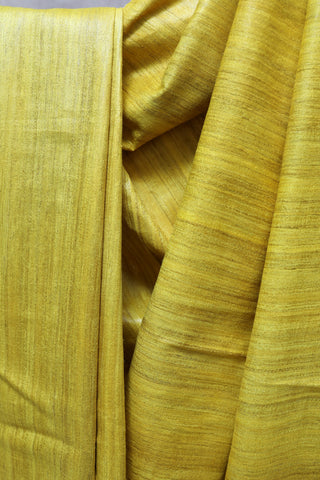 Yellow Ghicha Tussar Silk Saree-SRYGTSS1