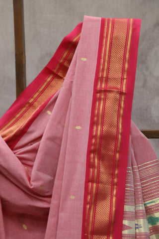 Red Cotton Paithani Saree - SRRCPS425